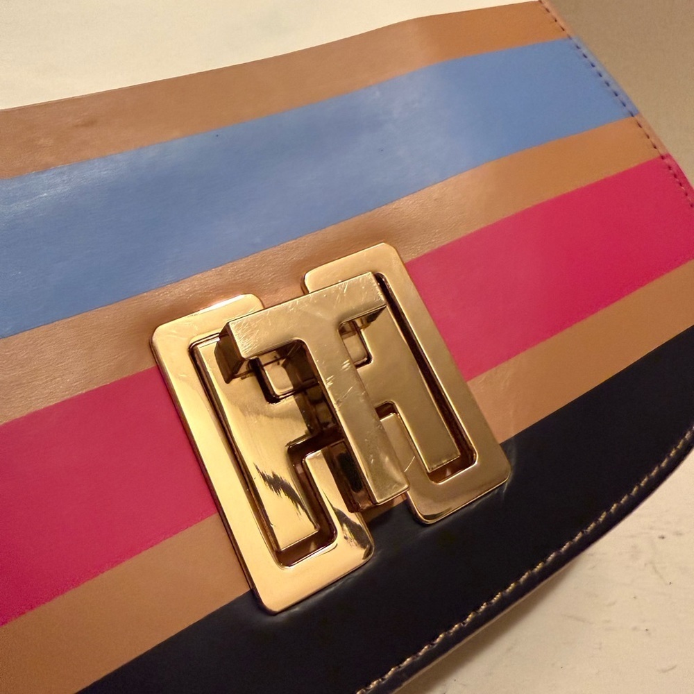 Tommy Hillfiger - Genuine Leather Multicolor Striped Women's Crossbody Bag EUC - Picture 8 of 14